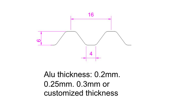 6mm thick aluminum corrugated cores