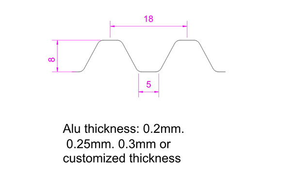 8mm thick aluminum corrugated cores